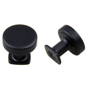 Matte Black Round Flat Top Knob